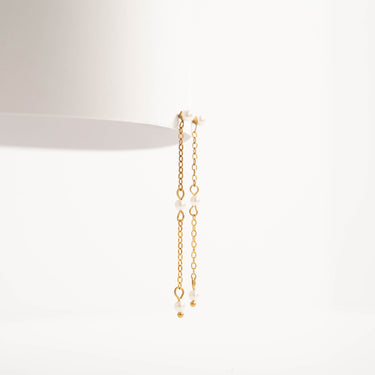 18K Gold PVD Stainless Steel Pearl Dangle Earrings / ERJ0063