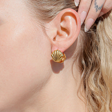 Huggie Shell earrings in gold