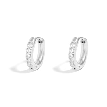 Stainless Steel CZ Stone Huggie Earrings