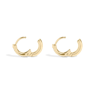 Stainless Steel CZ Stone Huggie Earrings