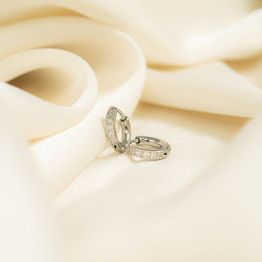 Stainless Steel CZ Stone Huggie Earrings