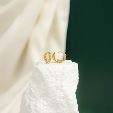 Stainless Steel CZ Stone Huggie Earrings
