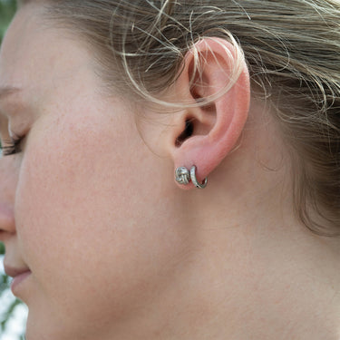 Stainless Steel CZ Stone Huggie Earrings