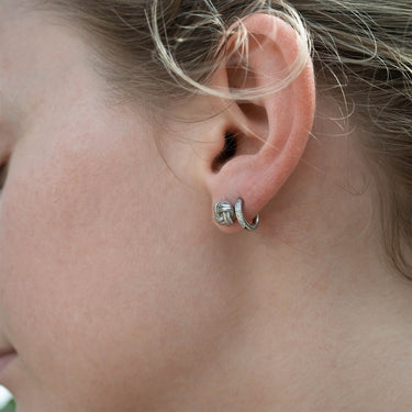 Stainless Steel CZ Stone Huggie Earrings