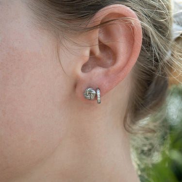 Stainless Steel CZ Stone Huggie Earrings