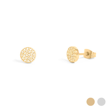 Stainless Steel Round Stud with Pave Stones