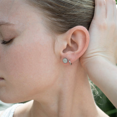 Stainless Steel Round Stud with Pave Stones