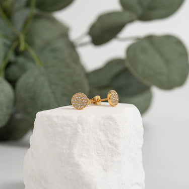 Stainless Steel Round Stud with Pave Stones