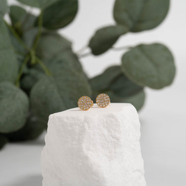 Stainless Steel Round Stud with Pave Stones