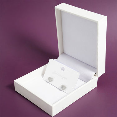 Stainless Steel Heart Stud with Pave Stones