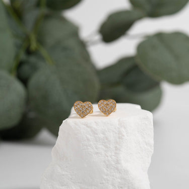 Stainless Steel Heart Stud with Pave Stones