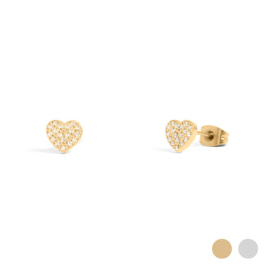 Stainless Steel Heart Stud with Pave Stones