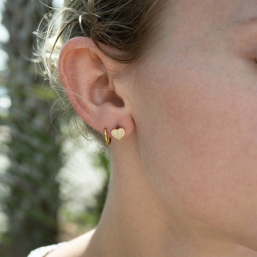 Stainless Steel Heart Stud with Pave Stones