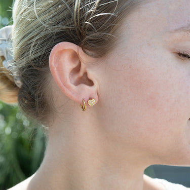 Stainless Steel Heart Stud with Pave Stones
