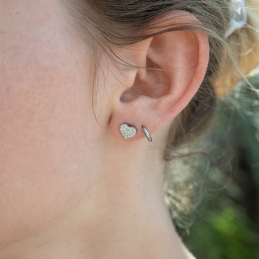 Stainless Steel Heart Stud with Pave Stones