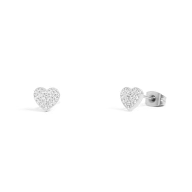 Stainless Steel Heart Stud with Pave Stones