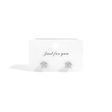 Stainless Steel Star Stud With Pave Diamond