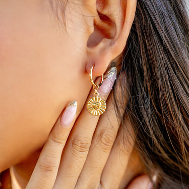 Sunburst Heart Huggie Earring Lifestyle