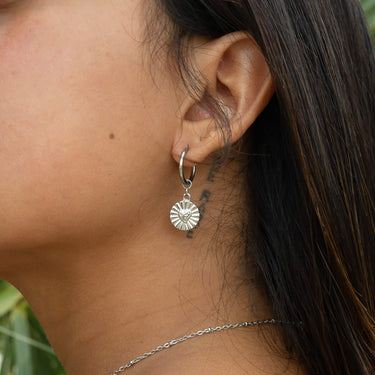 Sunburst Heart Huggie Earring