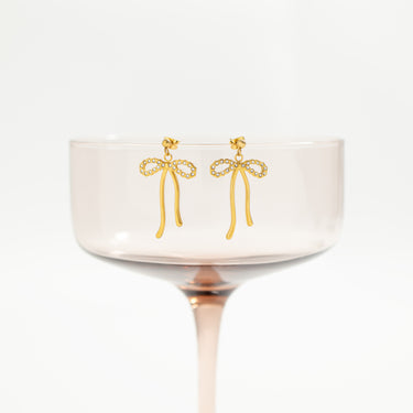 Ribbon Bow with Stones Earrings