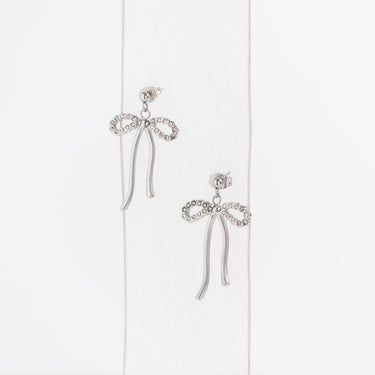 Ribbon Bow with Stones Earrings