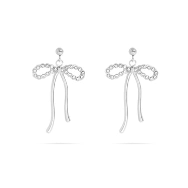 Ribbon Bow with Stones Earrings