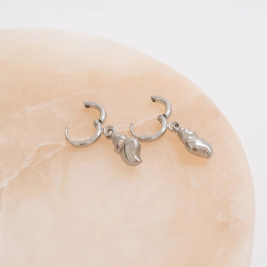 Silver Dangle Conch Shell Huggie Hoop Earring