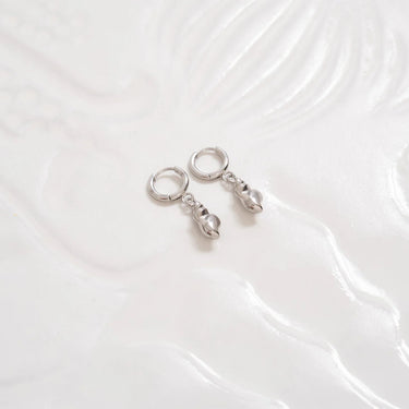 Silver Dangle Conch Shell Huggie Hoop Earring