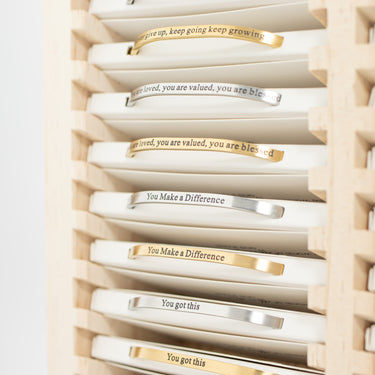 Affirmations Engraved Bracelet Display