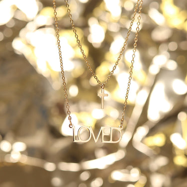 Loved" Layered Cross Charm