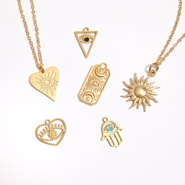18K Gold PVD Stainless Steel Triangle Evil Eye Charm Lifestyle