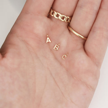 Wholesale Permanent Jewelry Tiny 14K Solid Gold Initial Letter Charms
