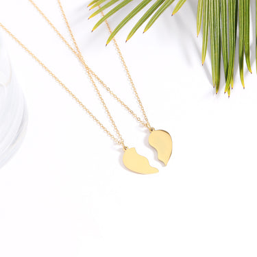 Break Apart Engravable Heart Necklace Set Lifestyle