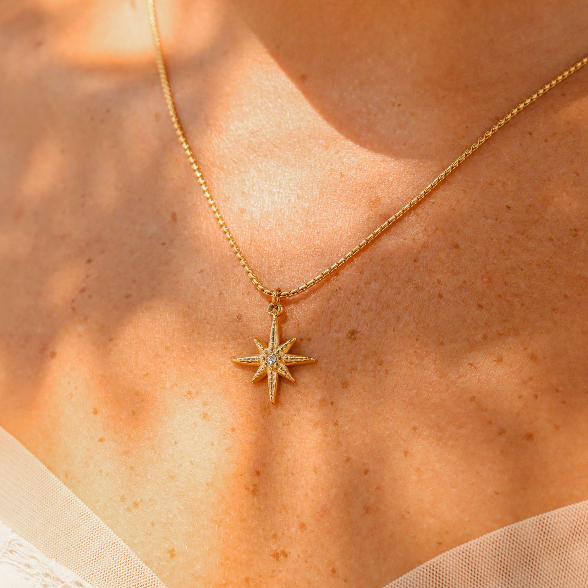 18k Gold PVD Rostfritt stål Compass Pendant / PDL0126