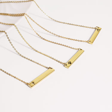 Stainless Steel Cutout Cross Blank Bar Necklace