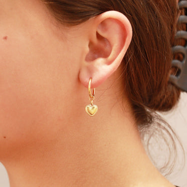 Classic Heart Huggie Charm Earrings