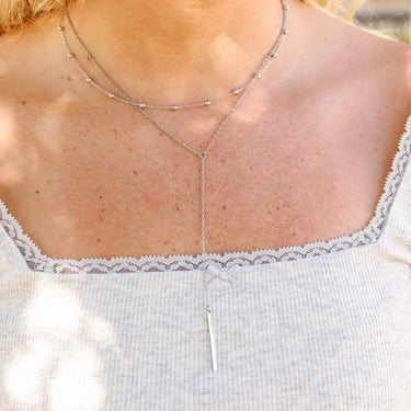 Stainless Steel Satellite chain lariat necklace lifestyle
