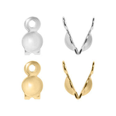 10 Pack 18K Gold PVD Stainless Steel Clamshell Crimps