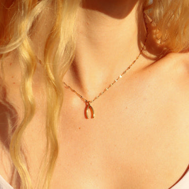 Gold Wishbone Charm on chain