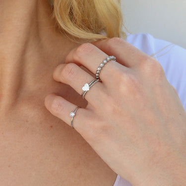 Stainless Steel Birthstone Stacking Ring