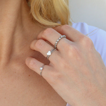 Stainless Steel Birthstone Stacking Ring