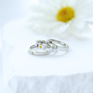 Stainless Steel Birthstone Engravable Stacking Ring