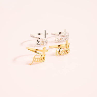 18K Gold PVD Stainless Steel Adjustable "Faith" Ring