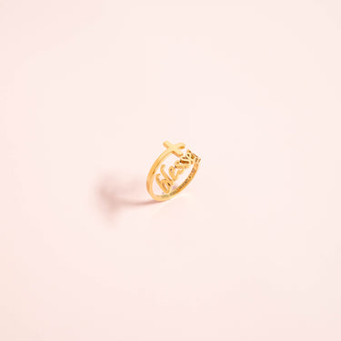 18K Gold PVD Stainless Steel Adjustable "Blessed" Ring