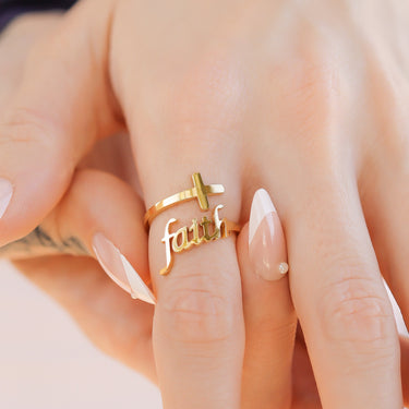 faith cross adjustable ring
