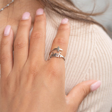 18K Gold PVD Stainless Steel Adjustable "Faith" Ring