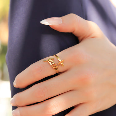 faith cross adjustable ring