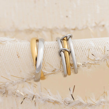 18K Gold PVD Stainless Steel Mixed Metal Intertwined Ring / KSS0023