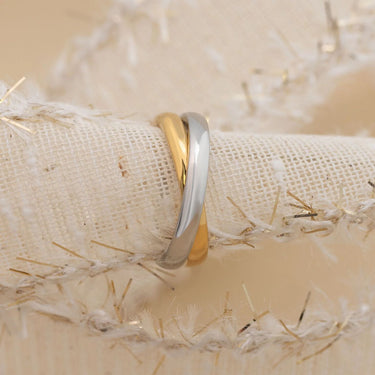 18K Gold PVD Stainless Steel Mixed Metal Intertwined Ring / KSS0023