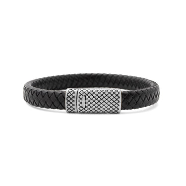Mens Leather Metal Clasp Bracelet
